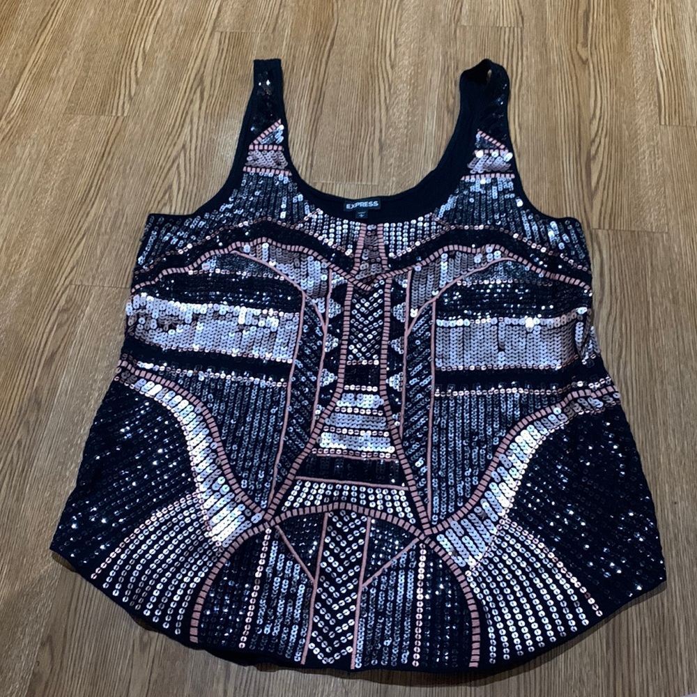 Black sequin Tank top from Express